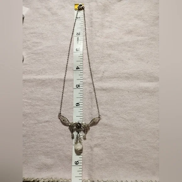 Vintage Curtis Creations Sterling Silver Floating Opal Necklace - Picture 2 of 7